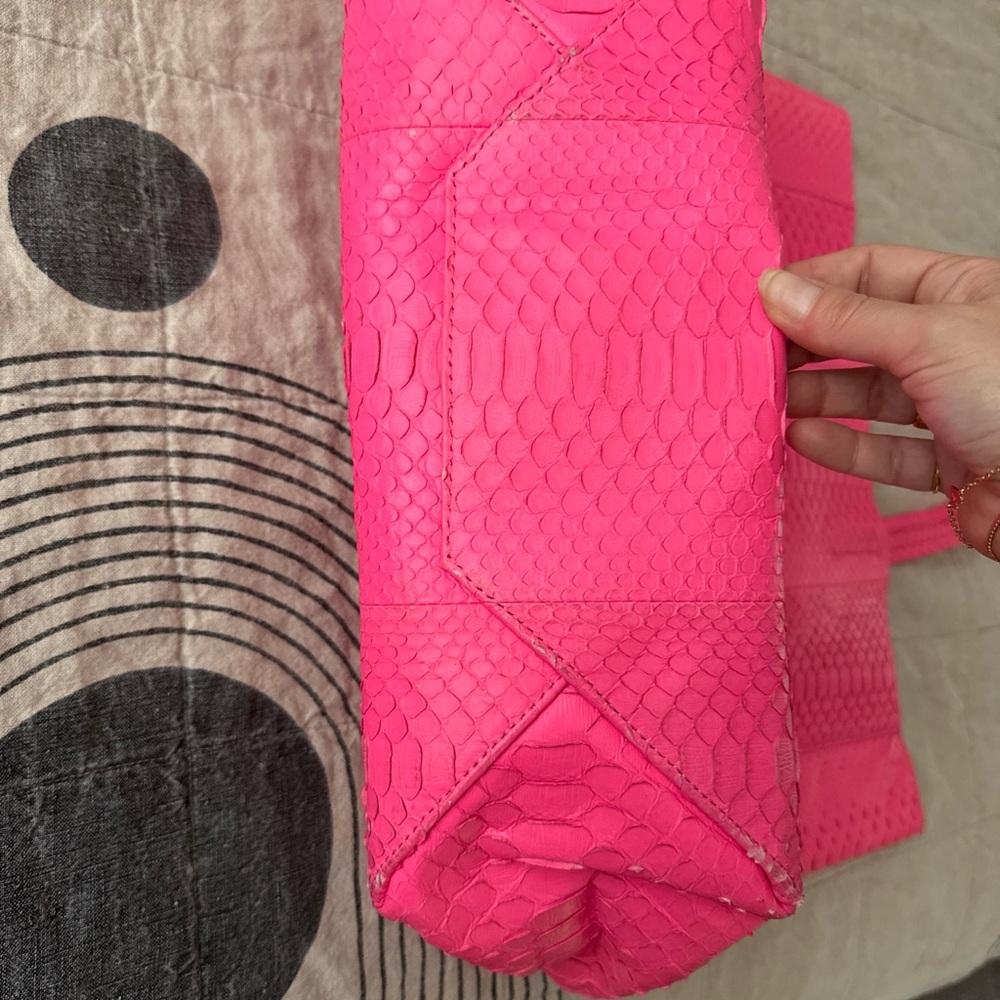 Celine Cabas Pink Leather Snakeskin Python Tote B… - image 8